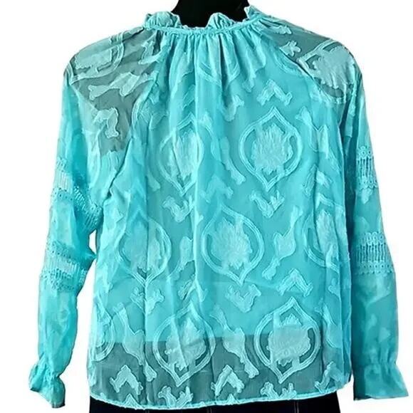 Belle by Kim Gravel Burnout Blouse - Cabana Blue, Size XL (NWOT) - Picture 5 of 7